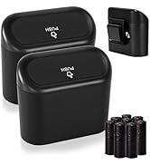 Ginsco 2 Pack Mini Car Trash Can with Lid, Small Car Garbage Can, Cute Leakproof ABS Car Trash Bi...