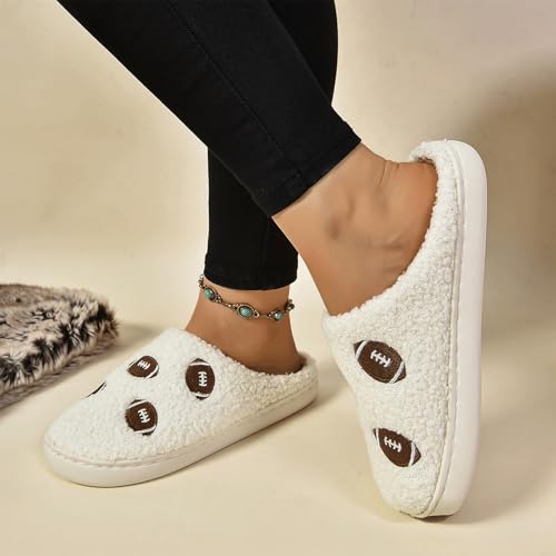 Football Slippers for Women Cute Ball Sports House Shoes Fluffy Cozy Plush House Slippers Soft Warm Home Shoes4