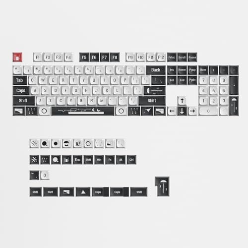 Image of PBT Keycaps XDA Profile Black & White Custom Keycaps Set for 61 /64 /68 /84 /87 /100 /104 MX Switches Mechanical Keyboard