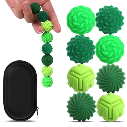 PAPAcroscoma Small Magnetic Balls Fidget Ball:8Pcs Magnetic Fidget Balls Sensory Toys Stress Relief for Adults Kids Autism ADHD Focus Office Desk Travel with Case (S Green)