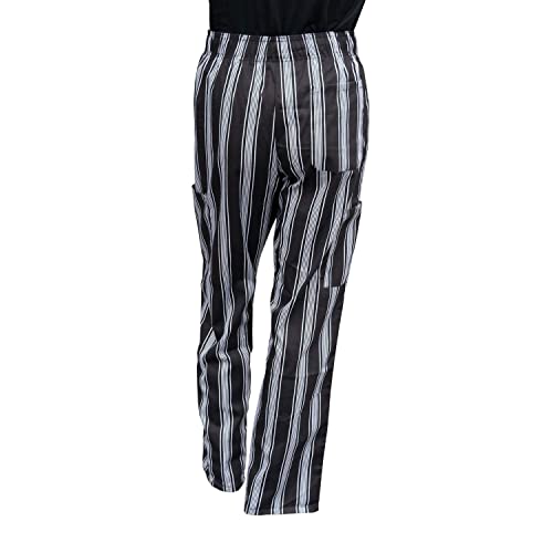 Chef Code Chef Pants, Triple Stripe Black White, Large #TOP1