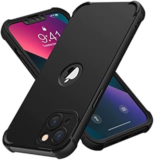 ORETech 360 Shockproof iPhone 13 Case, with [2 x Tempered Glass Screen Protector][Camera Protection][Military Grade Protective] Full Body Thin Slim Fit Rubber Bumper iPhone 13 Phone Case Cover - Black