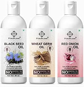 Blackseed & Wheat Germ & Red Onion Combo For Rapid Hair Growth, Anti Hair Fall, Split Ends & Promotes Softer & Shinier Hair 50Ml each Oil(Pack Of 3)