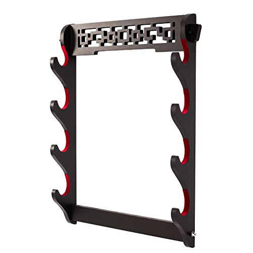 FOXSMZZ Sword Holder Wall Mount Samurai Sword Stand Display Katana Wakizashi Tanto Wall Hanger Sword Rack (4-Tier)