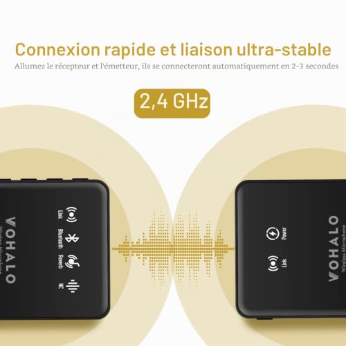 VOHALO Microphone de Lavalier sans Fil avec Monitoring en Temps réel – vue 3