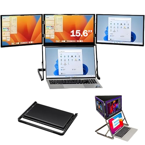 Image of Laptop Screen Extender Monitor, 15.6 inch Triple Monitor IPS FHD 1080P HDMI /Type-C Extended Monitor for Laptops with 360 Rotation Compatible with Windows Mac Travel Work