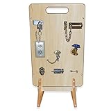 Rehabilitation Advantage Wood Manipulation Activity Board for Dexterity, Finger Strength and Fine Motor Skills, Wooden Therapy Board with Locks, Faucet, Outlet & Stand, Made in USA, 23' x 14.75'