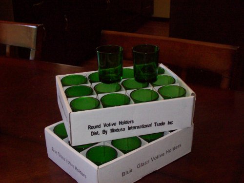 Candles4Less - Green Glass Votive Candle Holders (Set of 12) Perfect for weddings and any events
