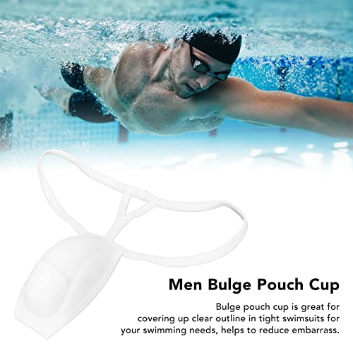 Dioche Men Bulge Cup, Soft Polyester Stereo Shape Bulge Covering Underwear Cup with Strap White (L)3
