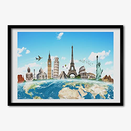 Cadre photo 70x50 cm en bois MDF Tulup avec affiche de peinture moderne Les Pomniki Du Monde