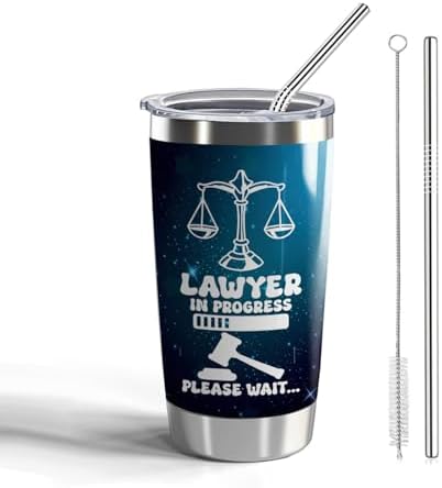 Lawyer Gifts Lawyer 20oz Stainless Steel Insulated Tumblers with Lid and Straw Law School Student Gifts Lawyer in Progress Gifts (Tumbler-Lawyer in Progress), 20.0 Ounce, CWEGSJ-Tumbler 01