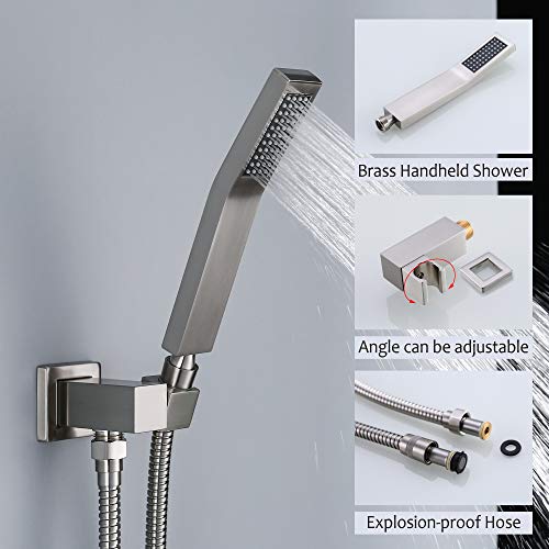 Tnoms Shower System Brushed Nickel Shower Faucets Set Complete With 10'' Rainfall Shower Head And Handheld,Wall Mounted Shower Combo Set,Sa0010Br #TOP6