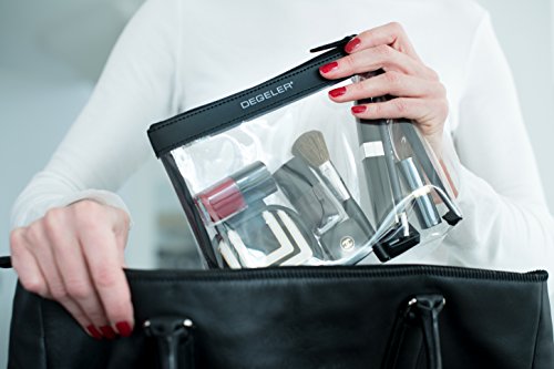 DEGELER® transparentní kosmetická taštička na tekutiny & kosmetiku v příručním zavazadle & letadle uzavíratelná kosmetická taštička vhodná také do kabelky jako make-up taška na líčení & kosmetická taštička