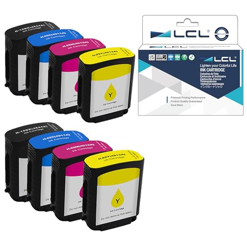 LCL Cartouche d'encre Compatible 10 C4840A C4844A 82 C4911A C4912A C4913A(2Noir 2Cyan 2Magenta 2Jaune) Remplacement pour HP Designjet 500/500ps /500Plus/ 800/800ps