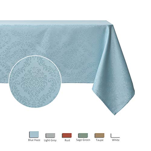 Maxmill Square Table Cloth Damask Pattern Spillproof Wrinkle Resistant Heavy Weight Soft Tablecloth For Kitchen Dinning Tabletop Outdoor Picnic Square 52 X 52 Inch Blue Haze #TOP3