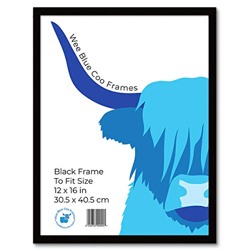12x16 Black Wooden Picture Frame 12 x 16 Inch (30.5 x 40.7cm) Acrylic Safety 'Glass' Photo Frame