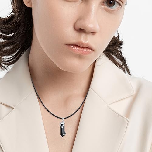 OHAYOO Gothic Quartz Crystal Necklace Fantasy Skull, Dragon, Mushroom, Rose, Opera Mask & Tree of Life Pendants 925 Sterling Silver Gothic Jewelry Gifts for Women Men4