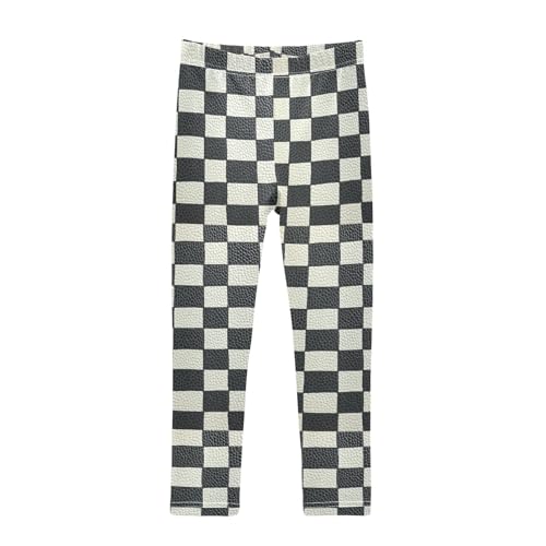 Houndstooth Black and White Kids Baby Girls Cotton Pants Stretch Full Length Athleisure Pants Running