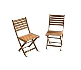 Patio Wise Folding Patio Chair Set of 2 – Foldable Acacia Wood Outdoor Chairs...