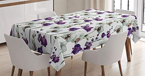 Limited Discount Ambesonne Watercolor Flower Decor Tablecloth, Wild Orchid Family Flowerpot Plants with Blooms a Romantic Floral Decor of Art, Rectangular Table Cover for Dining Room Kitchen, 60x90 Inch, Purple White Limited Discount Ambesonne Watercolor Flower Decor Tablecloth, Wild Orchid Family Flowerpot Plants with Blooms a Romantic Floral Decor of Art, Rectangular Table Cover for Dining Room Kitchen, 60x90 Inch, Purple White