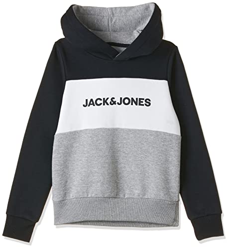 Jack & Jones Junior Herren JJELOGO Blocking Sweat Hood NOOS JR Kapuzenpullover, Navy Blazer, 164 Cover