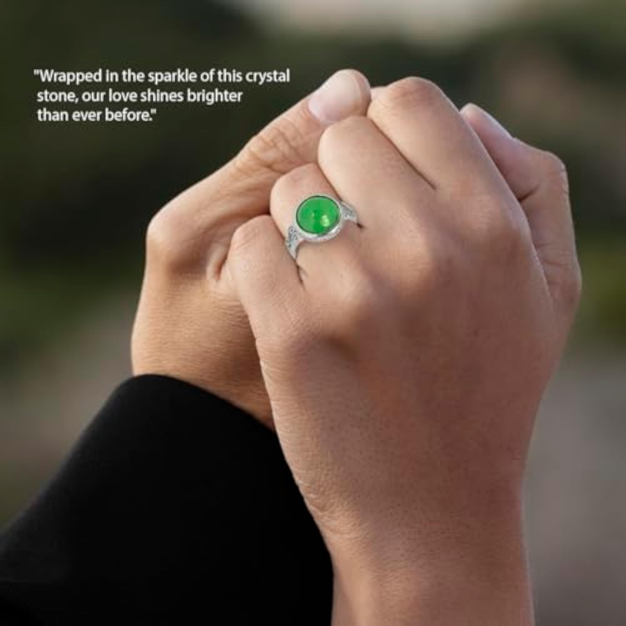 Women's Adjustable Natural AAA Green Jade Gemstone Ring