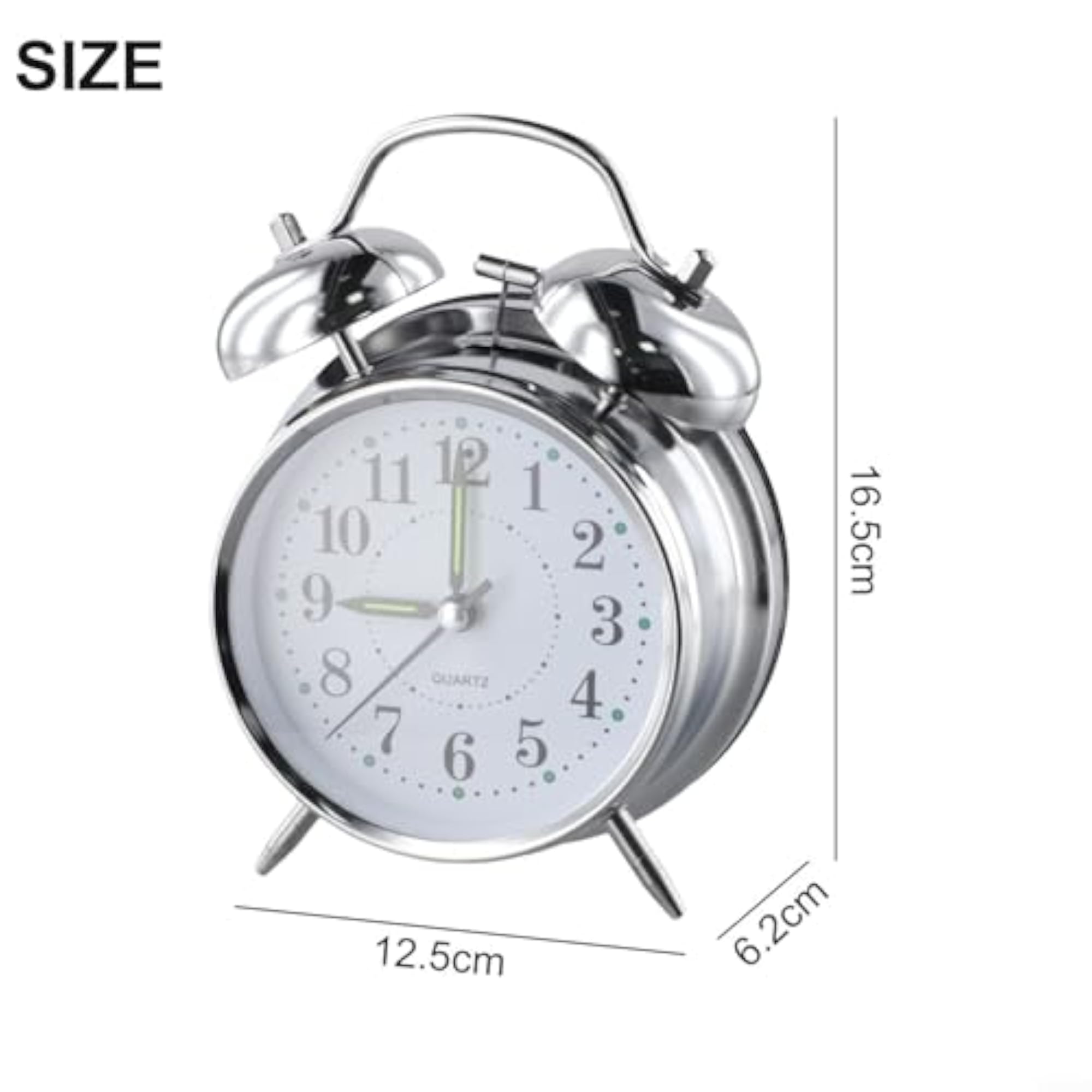 Double Bell Alarm Clock with Luminous Hands
