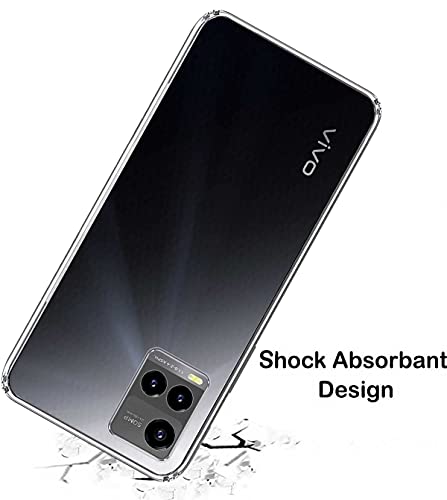 Image of Soft Flexible Silicone Back Cover Compatible with Vivo Y33s, Y21 2021 Transparent Case + Screen Guard