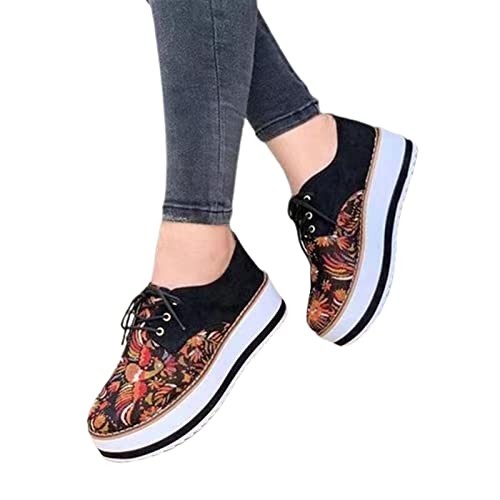Xianxiang Damenschuhe Trendy Größe 35-43 Flats Damen Casual Plateauschuhe Damen Lace Up Loafers Schuhe Cover