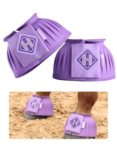 Image of Harrison Howard Rubber Bell Boots for Horses, Hoof Overreach Protection for Horses, w /Upgraded Leather Touch Tape