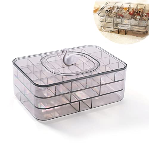Damen Schmuckschatulle 3 Schubladen Schmuckschatulle, Ringe & Ohrringe Schublade, Einfache Schmuckschatulle Schmuck Mehrschichtige Fach Aufbewahrungsbox Ohrstecker Halskette Armband Ring Organizer Cover