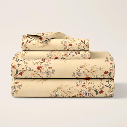 Image of Cloth Fusion Glace Cotton Flat Bedsheet for Double Bed with 2 Pillow Covers (90x100 Inches, Floral Heaven)