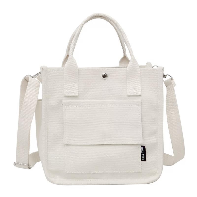 Sacola grande de lona para mulheres, bolsas multifuncionais de cor sólida com zíper e compartimentos, bolsas com bolsos e alça de ombro removível