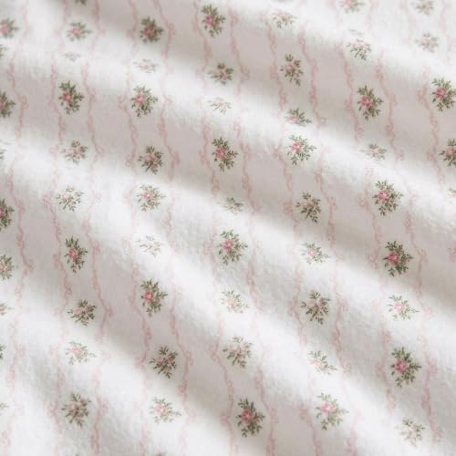 Image of Martha Stewart - Twin Sheet Set with Fitted Sheet & Pillowcase, Soft Cotton Flannel Bedding, Deep Pocket, Vintage Rose Pink