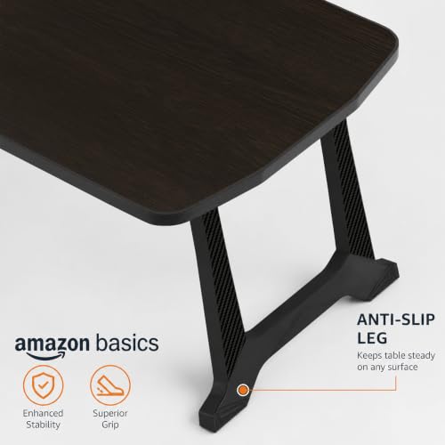 Image of Amazon Basics - CozyDesk Pro | Compact Foldable Lap Desk | Portable Bed Table for Laptop, Study, Meals | Engineered Wood Top with ABS Legs Table top 57 x 36, Height 28 cm
