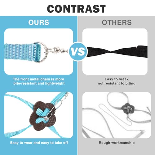 Image of 2 Pack Adjustable Hamster Leash Harness for Harness for Ferret Baby Rabbit Hamster Rat Mouse Leash Lead with Bell (Blue)