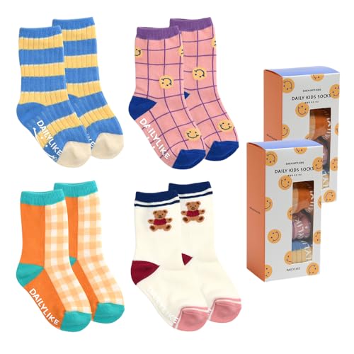 Baby Boys Girls Non Slip Grip Ankle Socks with Anti Skid Grippers for Infants Toddlers Kids 4 Pairs
