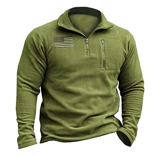Beotyshow Mens Military Tactical Fleece Jacket Polar Soft Warm Quarter Zip Pullover