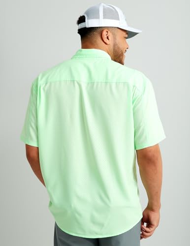 Image of HUK Men's Tide Point Kc Scott Original Artwork Short Sleeve Shirt, Fishing Button Down