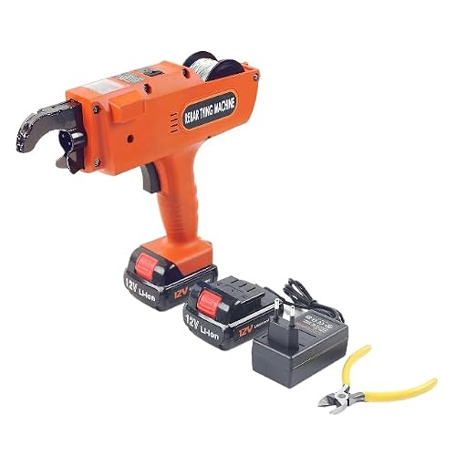 Relieuse Automatique Rebar à relier les fils métalliques W/1 Rouleaux de fil de ligature Orange 12 V avec 2 piles lithium-ion Longueur du fil de nœud 300-500 mm