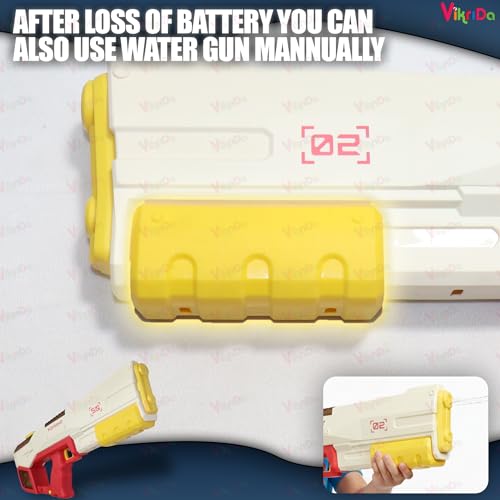 Image of VikriDA Electric Water Gun with Silicone Tube Dual Mode Automatic & Manual Shooting Long-Range Rechargeable Water Blaster for Kids Beach, Pool & Outdoor Summer Toy - Assorted