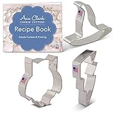 Ann Clark Cookie Cutters 3-Piece Witchcraft and Wizardry Cookie Cutter Set with Recipe Booklet, Owl, Lightning Bolt & Witch's Hat