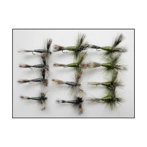 Wulff Fishing Flies, 12 Pack Grey & Olive Wulff Trout Flies, Size 10,Fly Fishing Cover