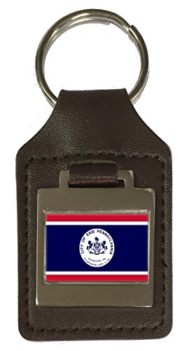 Porte-clés en cuir gravé drapeau Erie City USA idéal pour organiser vos clés de maison