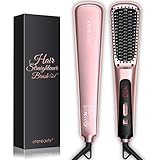 Hair Straightening Brush, ETEREAUTY Ceramic Ionic Hair Straightener Brush Hot Comb Hair Straightener with 30s Fast Ionic MCH Heating Hair Technology, Safer, Auto Temperature Lock & Off Function
