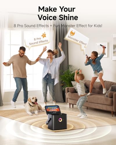 Image of Ikarao Karaoke Machine for Adults, with Lyrics Display Screen, WiFi for YouTube & Karaoke Apps, HDMI to TV, 2 Wireless Microphones, Portable Autotune EQ Karaoke Speaker for Family Home Party Camping