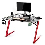 Monitorstand: Der Gamingtisch zeichnet sich durch einen erhöhten Monitorstand aus, der das Spielgeschehen in Augenscheinhöhe bringt, so dass Sie ständig am Spiel beteiligt sind und weniger Müdigkeit von Kopf und Nacken wird.