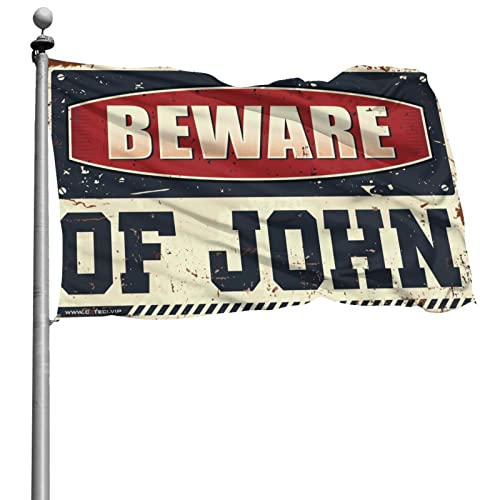 Mancave Accessories �����Y Beware Of John �t���b�O ��w���̕��� �N�[���t���b�O ���[���K�C(30X45cm)