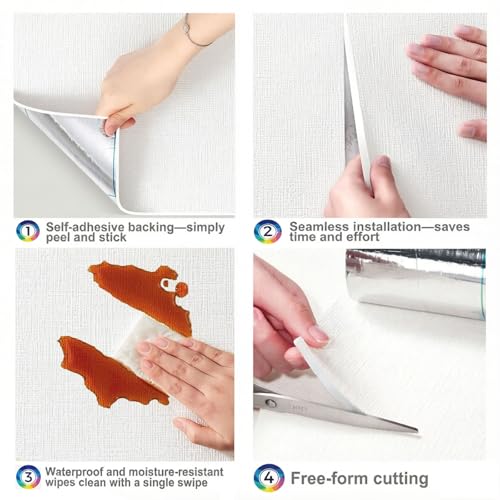 Papier peint isolant thermique 5mm imperméable blanc pour salon - 6
