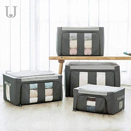 Boîte de rangement pour vêtements MU imperméable en tissu Oxford gris taille petit modèle - 7
